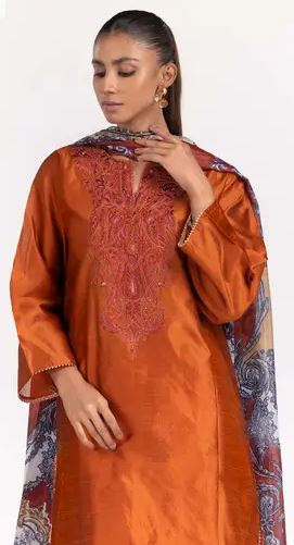 3PC Rawsilk Embroidered Suit